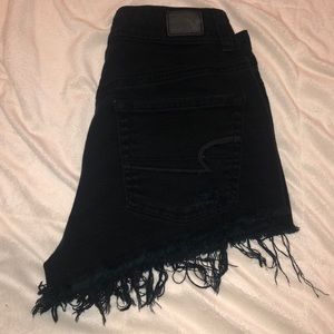 american eagle hi-rise festival black denim shorts